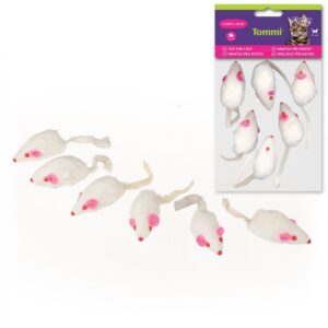 Myška pro kočky malá, bílá, 5cm, 6ks v sáčku - hračky pro kočky