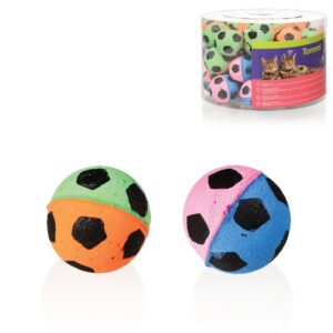Hračky pro kočky - fotbalový míček pěnový, 2barevný, 4,5cm, tubus 48ks