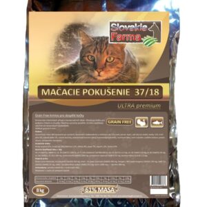 Ultra prémiové granule pro kočky SlovakiaFarma Mačacie pokušenie – 37/18 – 8 kg