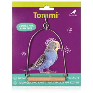 Houpačka pro malé exotické ptactvo, dřevo + kov