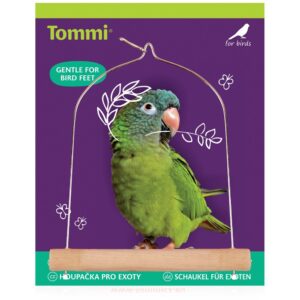 Houpačka střední pro exotické ptactvo - dřevo + kov