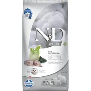 N&D WHITE Dog GF Sea Bass, Spirulina & Fennel Adult Medium & Maxi 7 kg