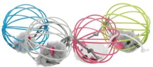 Trixie Plyšová myš v kulaté barevné kleci 6cm