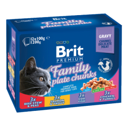 Brit Premium Cat Pouches Family Plate 12x100g