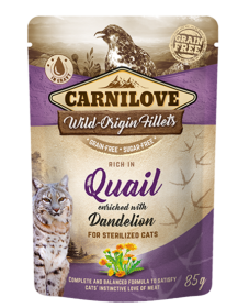 Carnilove Cat Pouch Rich in Quail Enriched with Dandelion 85g