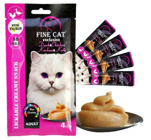 Fine Cat Exclusive Krémová svačinka pro kočky Kachna&Kuře 4x15g Fine Cat Exclusive Krémová svačinka pro kočky Kachna&Kuře 4x15g