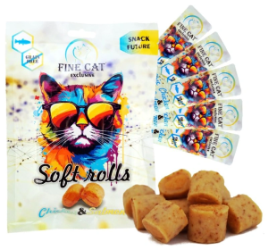 Fine Cat Soft Roll svačinka pro kočky Kuřecí s lososem 5x10g