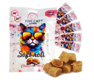 Fine Cat Soft Roll svačinka pro kočky Kuřecí s hovězím 5x10g Fine Cat Soft Roll svačinka pro kočky Kuřecí s hovězím 5x10g