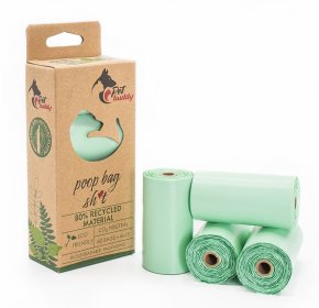 Pet Buddy Recyklované sáčky na trus zelené s potiskem 4role po 15ks