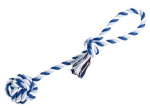 HipHop Dog Přetahovadlo bavlněné s míčem 58cm modrá