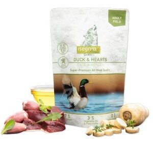 Isegrim Adult field: kachna s kuřecími srdci a bylinkami 410g