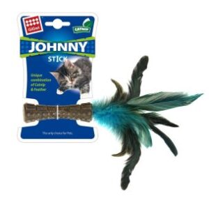 GiGwi Johnny Stick Catnip s modrými peříčky