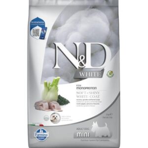 N&D WHITE Dog GF Sea Bass, Spirulina & Fennel Adult Mini 5 kg