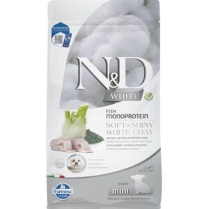 N&D WHITE Dog GF Sea Bass, Spirulina & Fennel Puppy Mini 1,5 kg