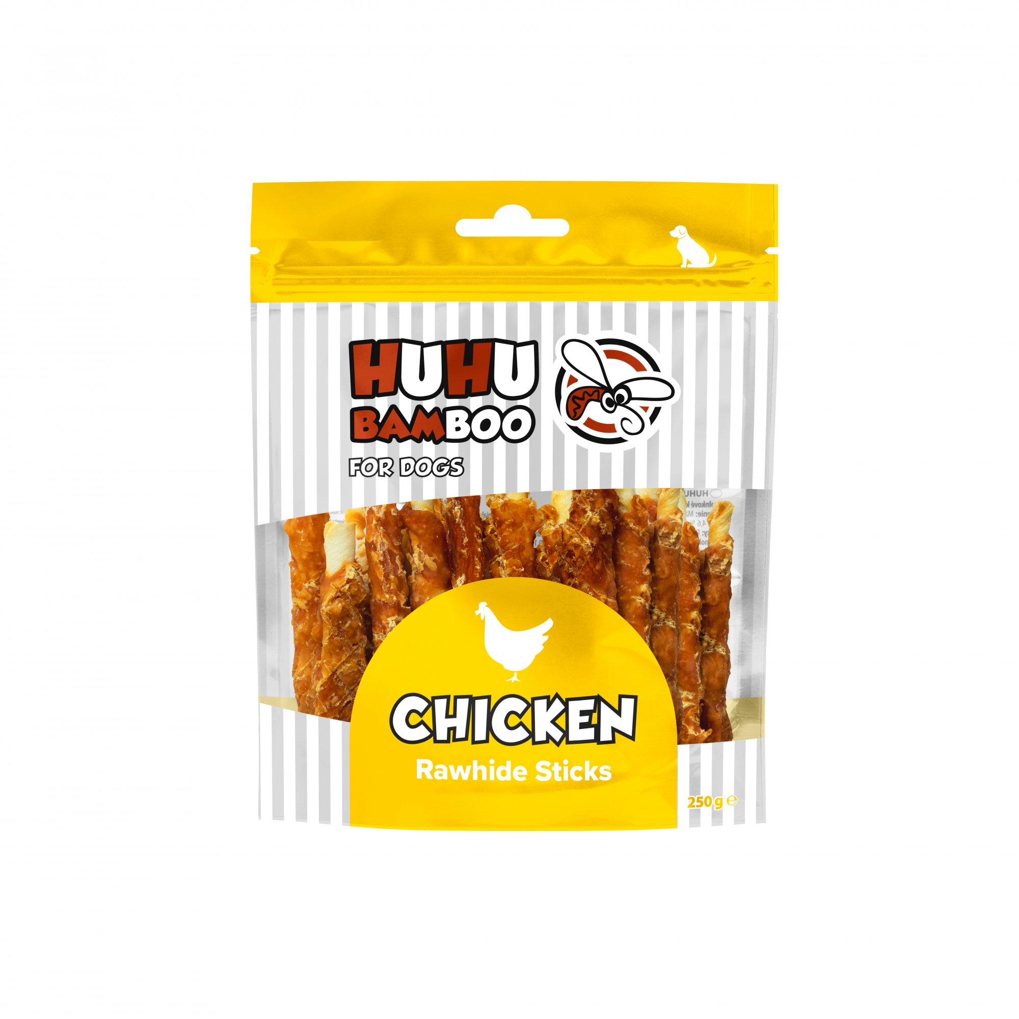 Huhubamboo tyčinka z buvolí kůže s kuřecím 250 g Huhubamboo tyčinka z buvolí kůže s kuřecím 250 g