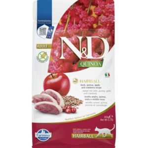 N&D QUINOA Cat GF Hairball Duck & Cranberry 300 g