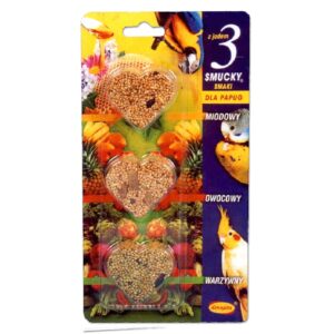 Deropta srdíčka - pochoutky pro malé a stř. papoušky, 3ks