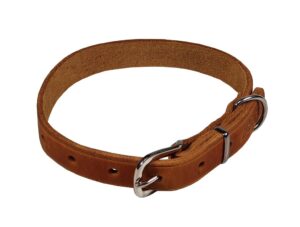 Bafpet Obojek z mastné kůže ZUBR 60cm/25mm koňak