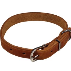 Bafpet Obojek z mastné kůže ZUBR 60cm/25mm koňak