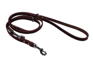 Bafpet Vodítko přepínací z maštěné kůže ZUBR 240cm/14mm hnědá