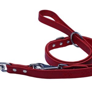 Bafpet Kožené přepínací vodítko EKG 240cm/25mm červená