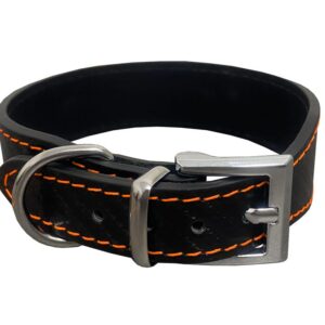 Bafpet Kožený obojek CARBON 30cm/23mm oranžová