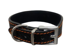 Bafpet Kožený obojek CARBON 42cm/28mm oranžová