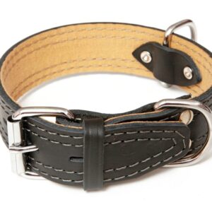 Bafpet Kožený obojek zdobený šitím HERRY 55cm/35mm černá