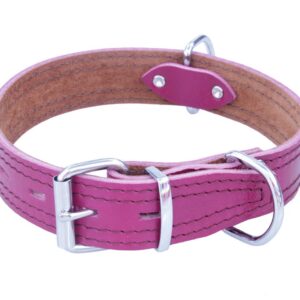 Bafpet Kožený obojek zdobený šitím HERRY 60cm/35mm fuchsie