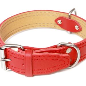 Bafpet Kožený obojek zdobený šitím HERRY 60cm/35mm červená