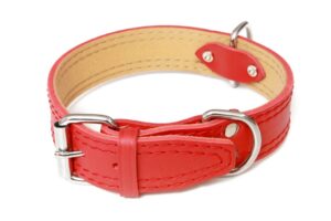 Bafpet Kožený obojek zdobený šitím HERRY 65cm/40mm červená