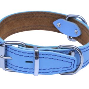 Bafpet Kožený obojek zdobený šitím HERRY 65cm/40mm světle modrá