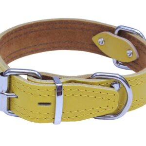 Bafpet Kožený obojek zdobený šitím HERRY 60cm/35mm žlutá