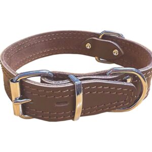 Bafpet Kožený obojek zdobený šitím HERRY 75cm/45mm hnědá