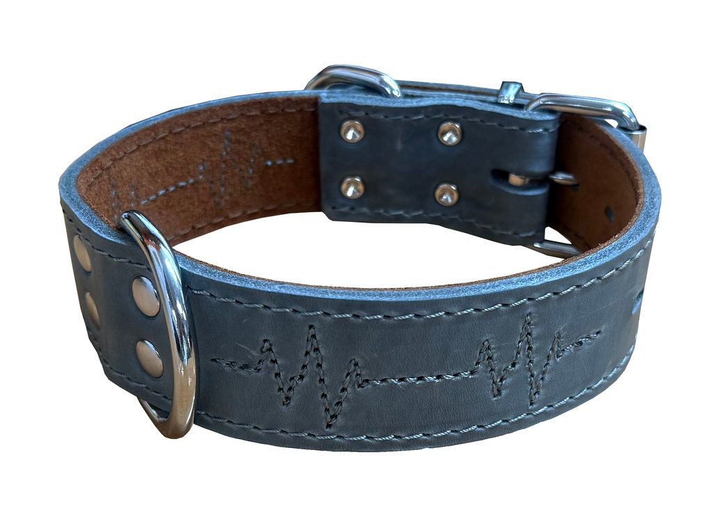 Bafpet Kožený obojek EKG 60cm/40mm šedá Bafpet Kožený obojek EKG 60cm/40mm šedá