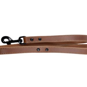 Bafpet Kožené vodítko HERRY, černé kování 100cm/20mm koňak