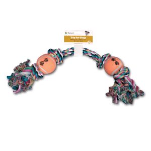 Bavlněná činka se 2 tenisáky - hračka pro psy, 40cm