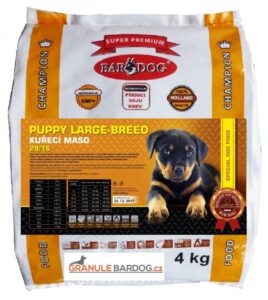 Bardog Puppy Large Breed 28/16 – super prémiové granule pro štěňata velkých plemen, 4 kg
