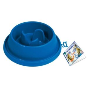 Plastová miska proti hltání s protiskluzem Argi - modrá - 31,5 x 9 cm