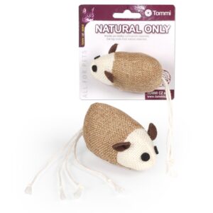 Natural Only Hračky pro kočky - myška hnědá s bílým ocáskem, 8cm