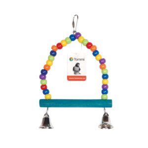 Houpačka pro exotické ptactvo s plastovými korálky střední velikosti