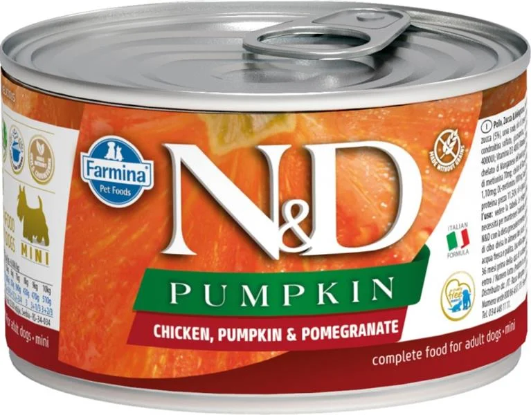 N&D PUMPKIN Dog konz. Chicken, Pumpkin & Pomegranate Mini 140 g N&D PUMPKIN Dog konz. Chicken, Pumpkin & Pomegranate Mini 140 g