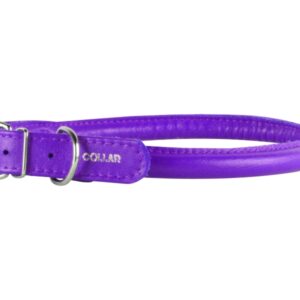 Obojek kožený Glamour Round – fialový (45-53cm/13mm)