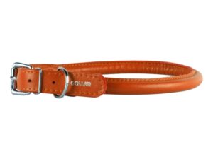 Obojek kožený Glamour Round - oranžový (45-53cm/13mm)