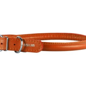 Obojek kožený Glamour Round – oranžový (45-53cm/13mm)