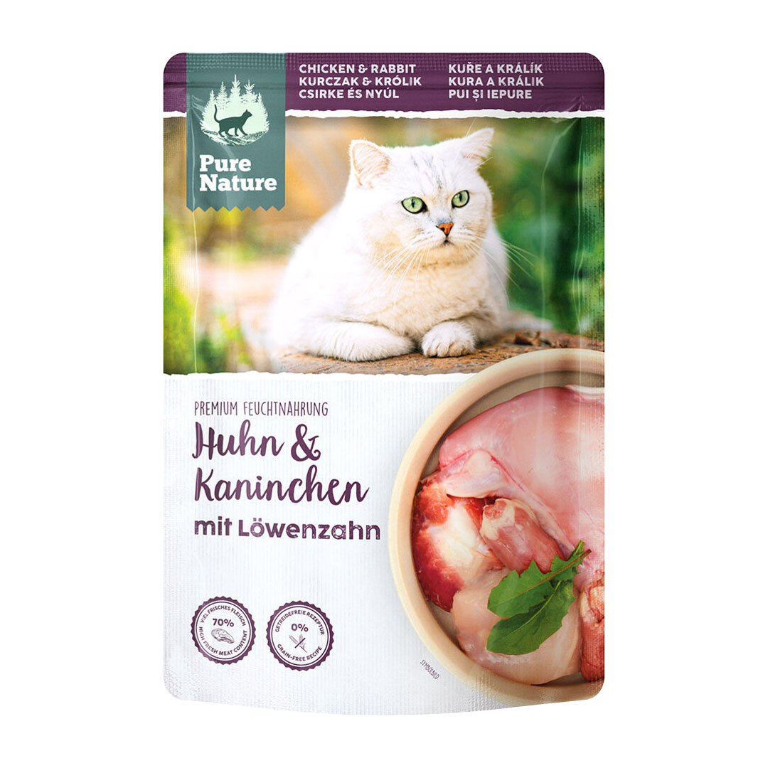Pure Nature Cat Adult kapsička Kuře a Králík s pampeliškou 85g Pure Nature Cat Adult kapsička Kuře a Králík s pampeliškou 85g