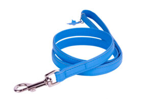 Vodítko kožené Glamour Classic - modré (122cm/12mm)