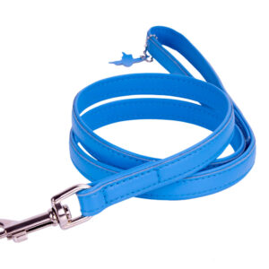 Vodítko kožené Glamour Classic – modré (122cm/12mm)
