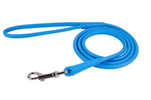 Vodítko kožené Glamour Round - modré (122cm/13mm)