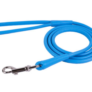 Vodítko kožené Glamour Round – modré (122cm/13mm)